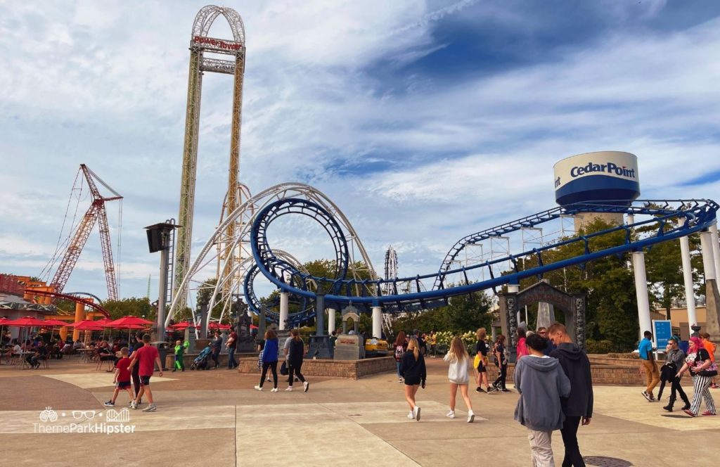 Cedar Point Amusement Park Ohio Power Tower and Corkscrew Roller Coaster