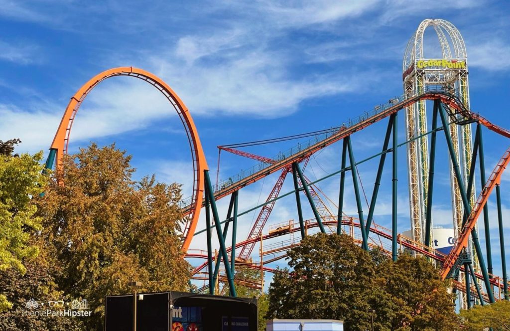 Cedar Point Amusement Park Ohio Rougarou Roller Coaster and Power Tower