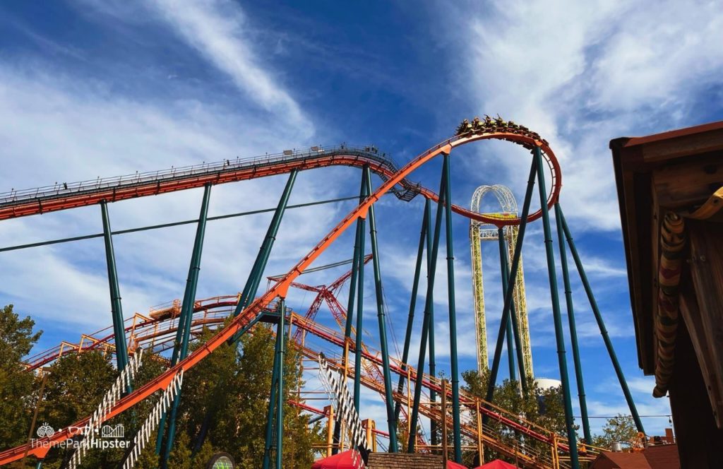 Cedar Point Amusement Park Ohio Rougarou Roller Coaster and Power Tower