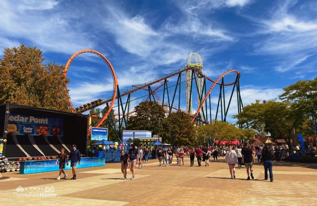 Cedar Point Amusement Park Ohio Rougarou Roller Coaster and Power Tower and games