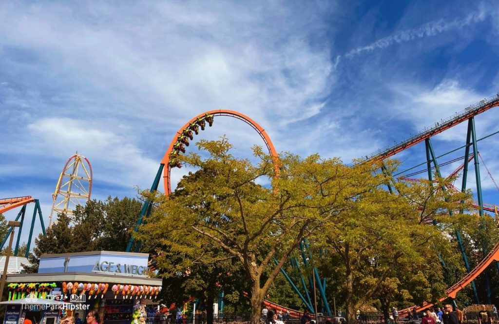 Cedar Point Amusement Park Ohio Rougarou Roller Coaster and Top Thrill 2 