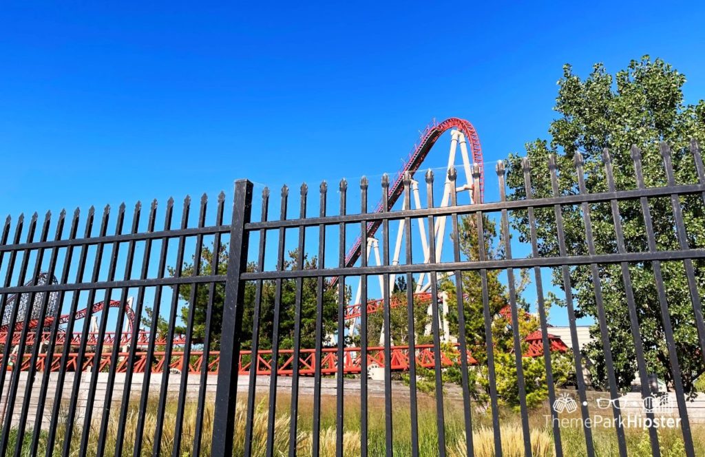 Cedar Point Ohio Amusement Park Maverick Roller Coaster view from street