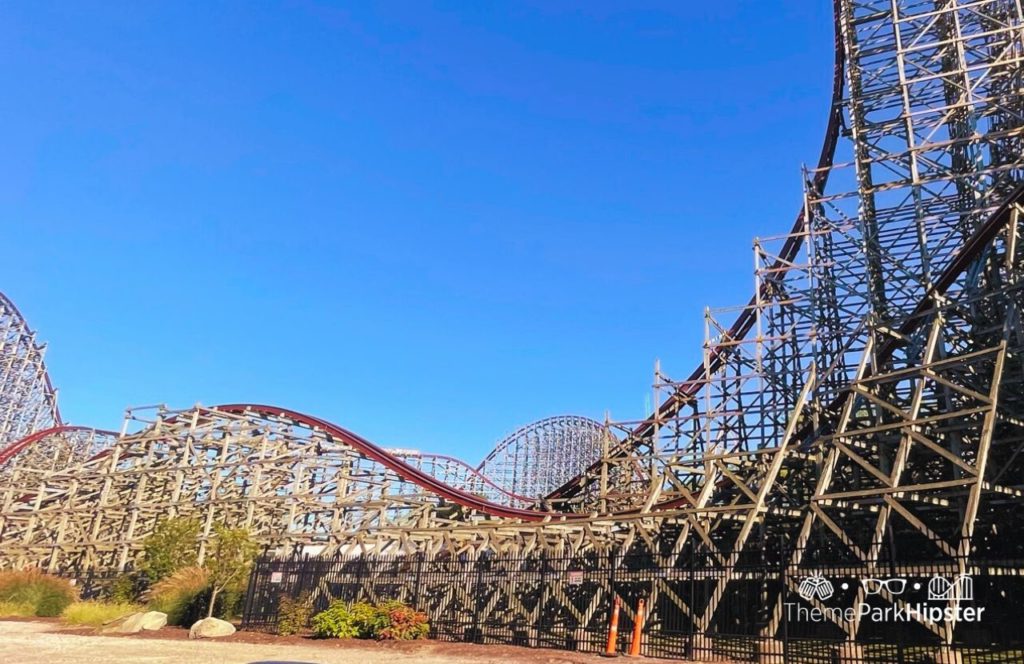 Cedar Point Ohio Amusement Park Steel Vengeance roller coaster view from street