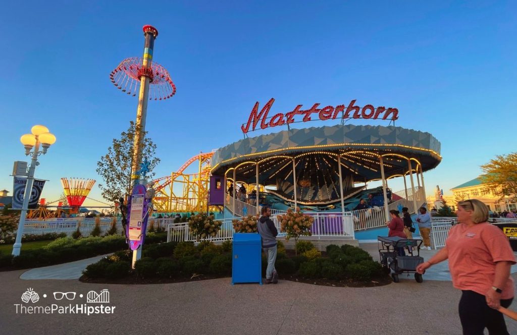 Cedar Point Ohio Amusement Park The Boardwalk Wild Mouse Roller Coaster and Matterhorn and Wind Seeker Ride
