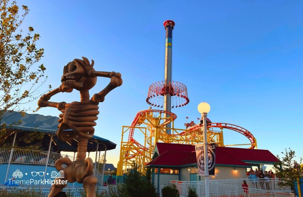 Cedar Point Ohio Amusement Park The Boardwalk Wild Mouse Roller Coaster and Matterhorn and Wind Seeker Ride Halloweekends 2024