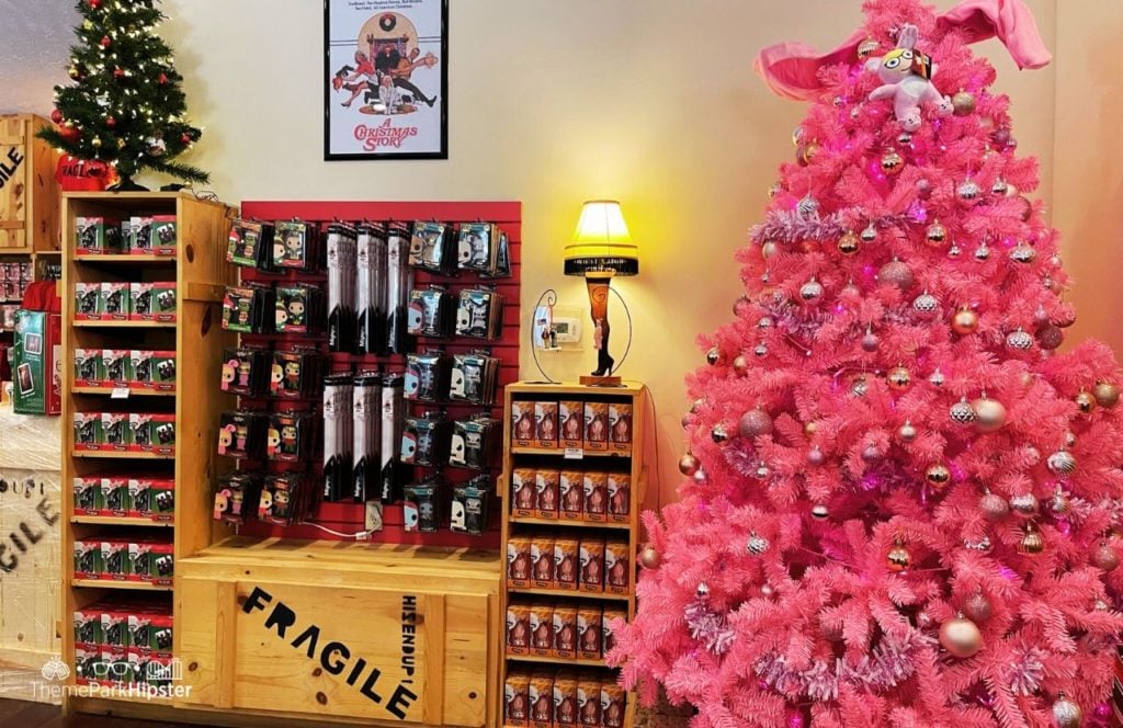 One of the best things to do in Cleveland, Ohio A Christmas Story House Gift Shop pink christmas tree