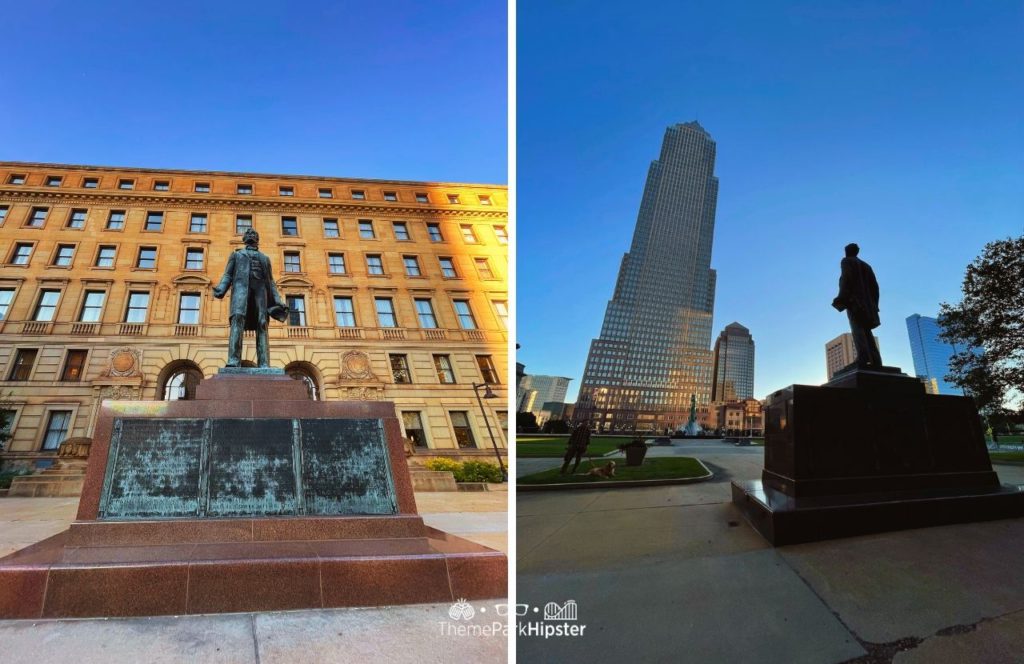 One of the best things to do in Cleveland, Ohio Downtown Abraham Lincoln Statue in front of Drury Inn Hotel. Keep reading to learn more about how to get from Cleveland to Cedar Point.