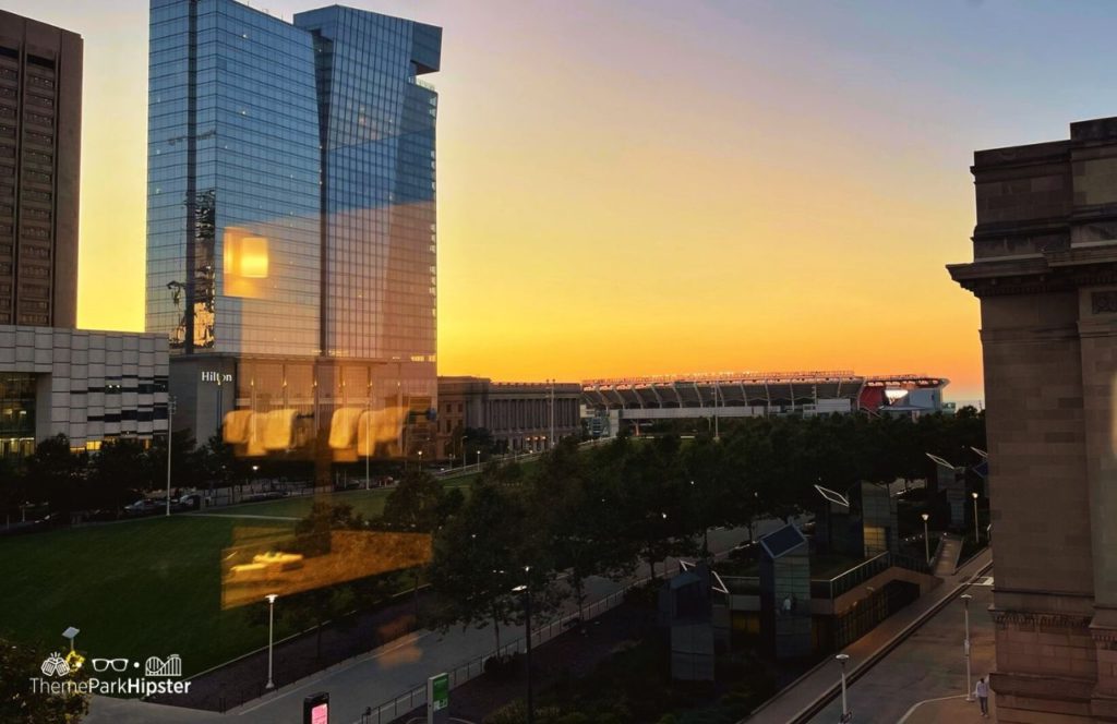 One of the best things to do in Cleveland, Ohio Downtown Drury Inn Hotel view of Browns Stadium and Hilton Hotel. Keep reading to learn more about how to get from Cleveland to Cedar Point.