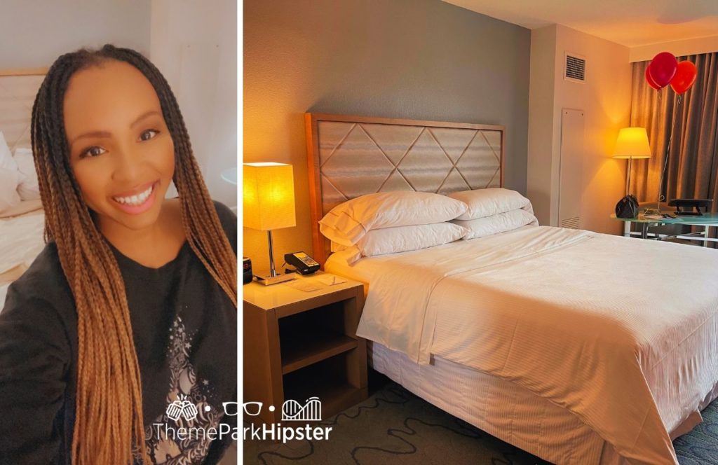 NikkyJ in queen bedroom Swan and Dolphin Resort Hotel at Walt Disney World. Keep reading to learn all there is to know about Walt Disney Swan and Dolphin Resort.