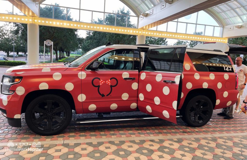 Minnie Vans Lyft Ride Share Transportation at Disney World's Contemporary Resort. One of the Best Disney World Transportation options.