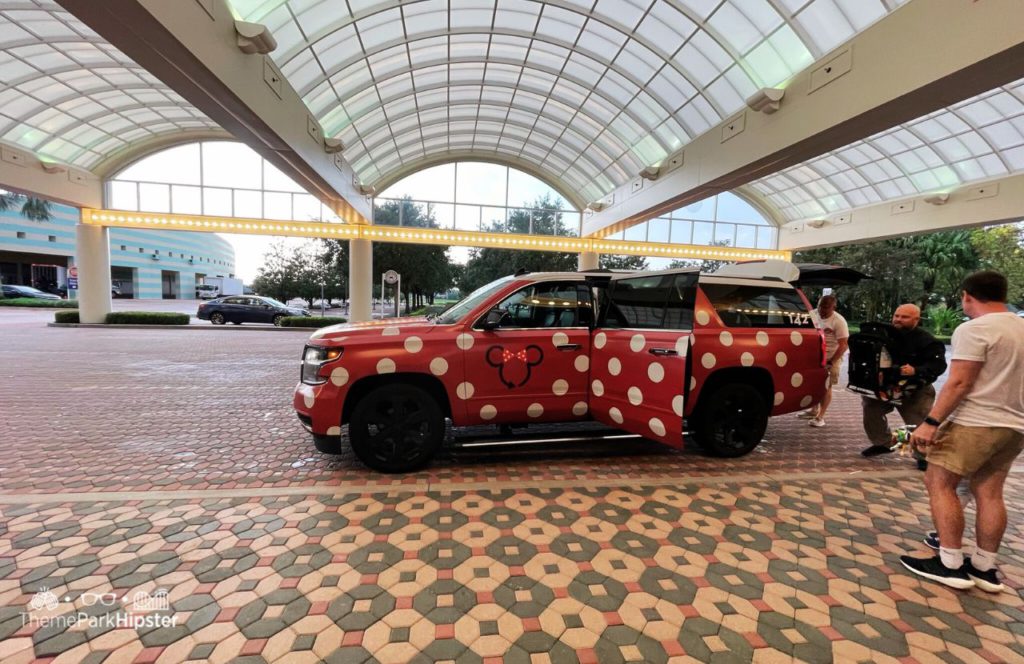 Minnie Vans Lyft Ride Share Transportation at Disney World's Contemporary Resort. One of the Best Disney World Transportation options.