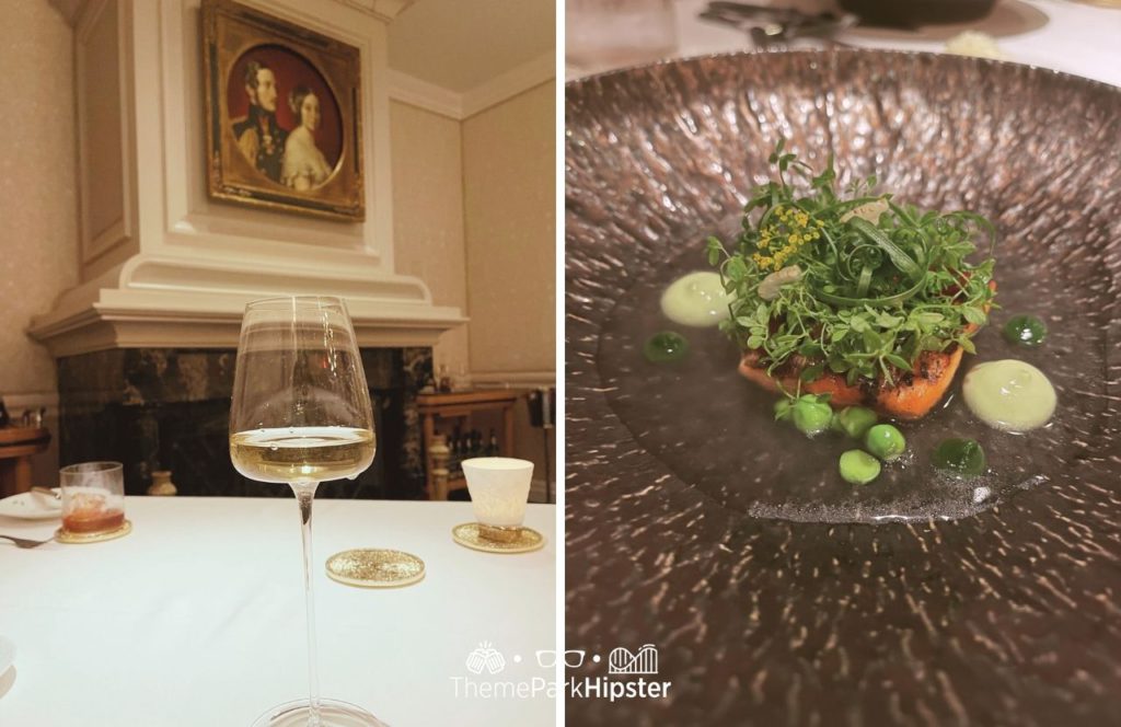 White Wine and King Salmon English Peas Whey Victoria and Alberts Restaurant at Disney's Grand Floridian Resort