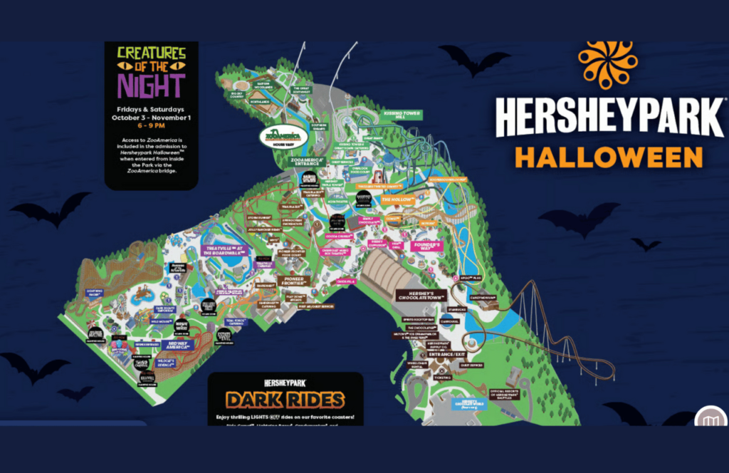 2025 HersheyPark Halloween and Dark Nights Map