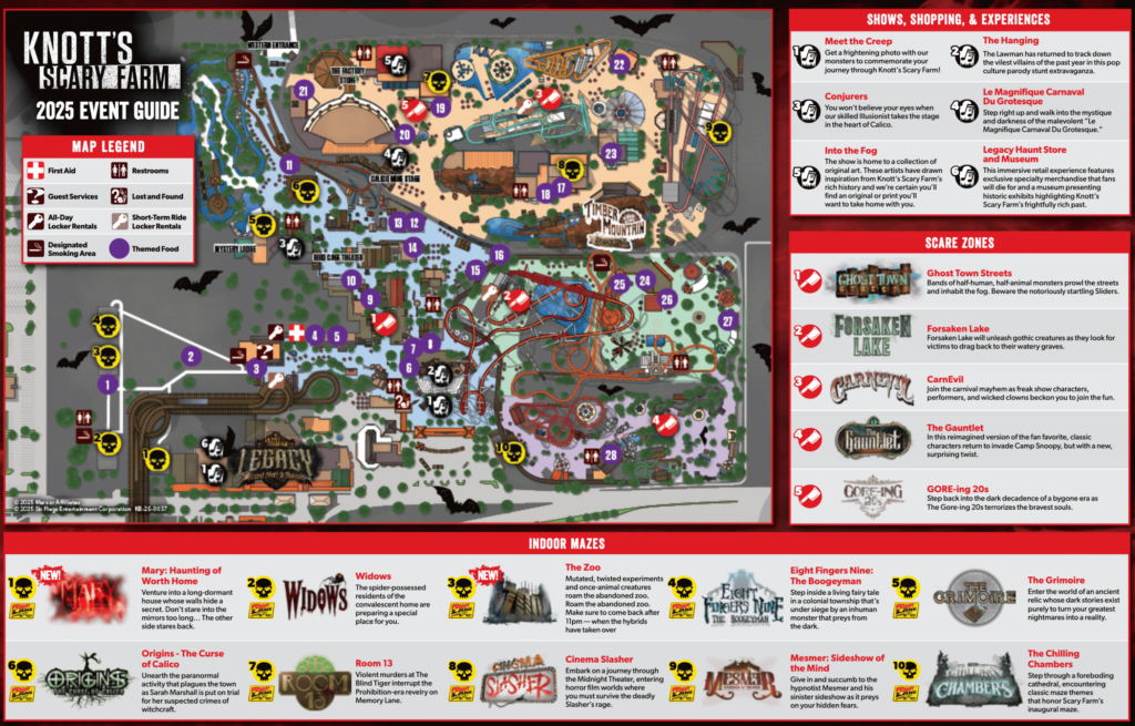 2025 Knott's Scary Farm Map