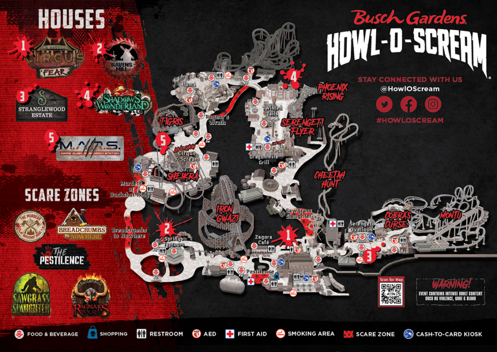 2025 Busch Gardens Howl O Scream Map