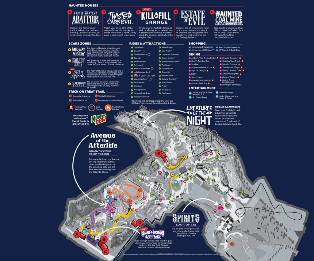 Hersheypark Dark Nights 2025 Map