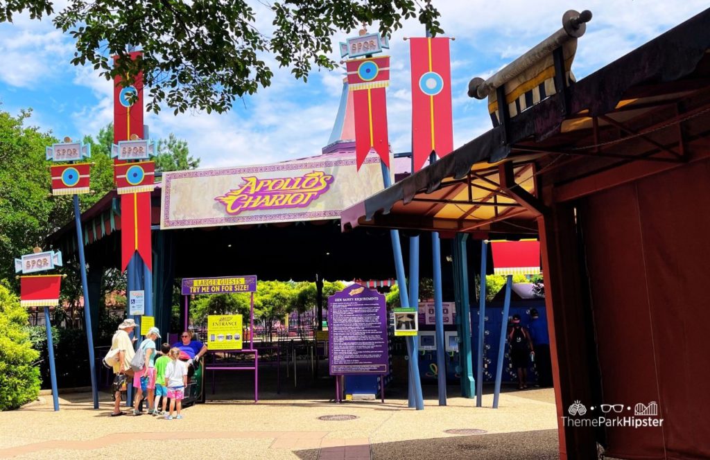 Italy Area Apollo's Chariot Roller Coaster Entrance at Busch Gardens Williamsburg, Virginia