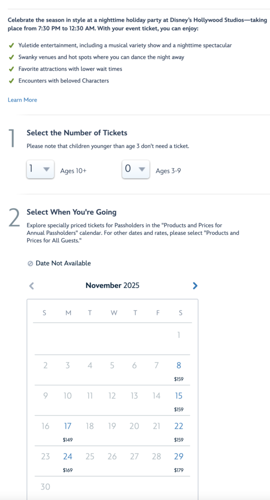 Jollywood Nights 2025 Prices at Disney Hollywood Studios