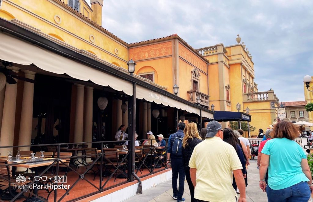 Tutto Gusto Wine Cellar and Tutto Italia in Italy Pavilion at Epcot Disney World. Keep reading for the full guide to the best Italian restaurants at Disney World.