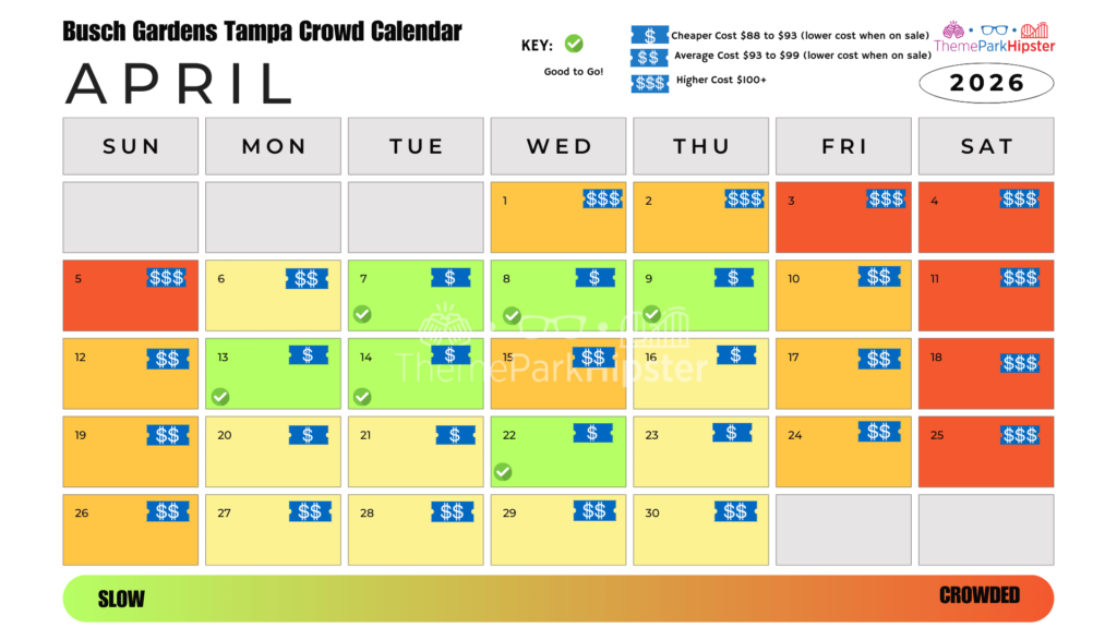 April 2026 Busch Gardens Tampa Crowd Calendar Best Days to Go