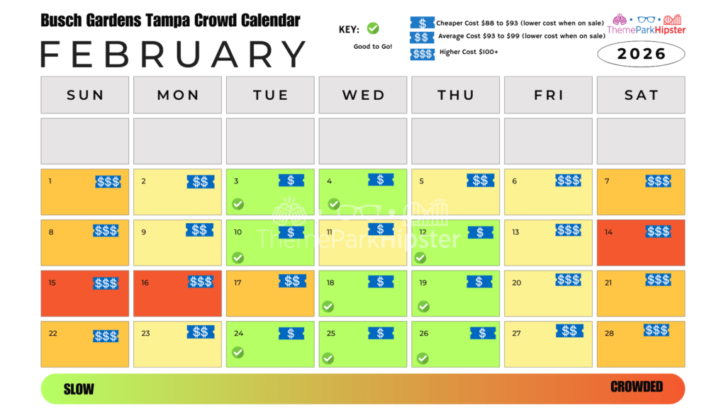 February 2026 Busch Gardens Tampa Crowd Calendar Best Days to Go