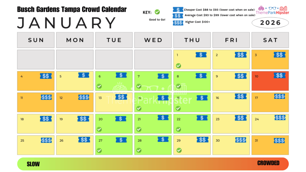 January 2026 Busch Gardens Tampa Crowd Calendar Best Days to Go