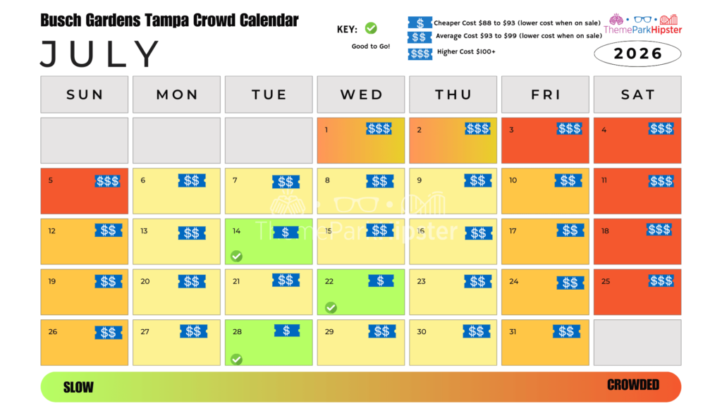 July 2026 Busch Gardens Tampa Crowd Calendar Best Days to Go