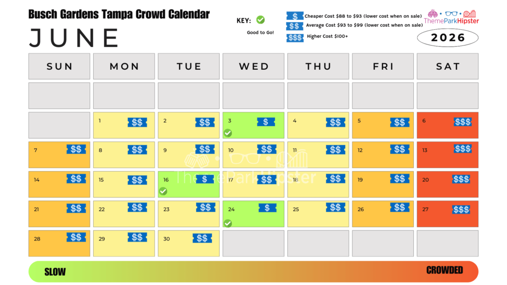 June 2026 Busch Gardens Tampa Crowd Calendar Best Days to Go