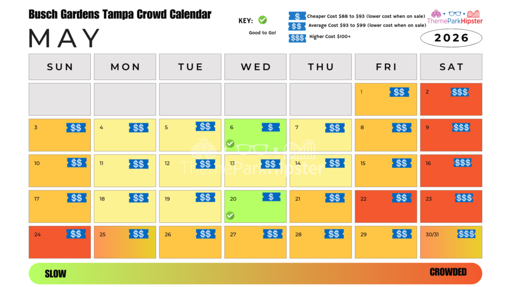 May 2026 Busch Gardens Tampa Crowd Calendar Best Days to Go