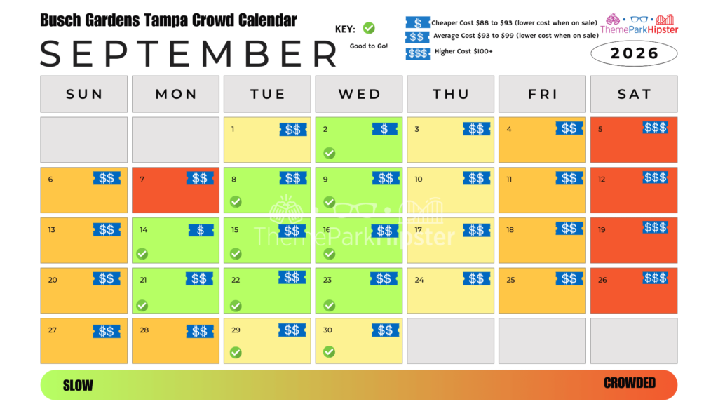 September 2026 Busch Gardens Tampa Crowd Calendar Best Days to Go