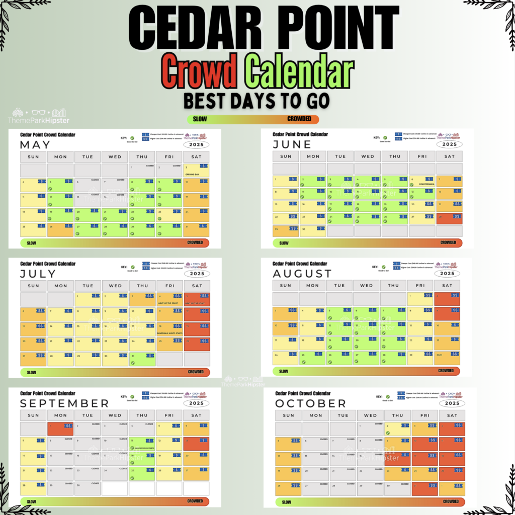 2025 CEDAR POINT CROWD CALENDAR SOCIAL MEDIA