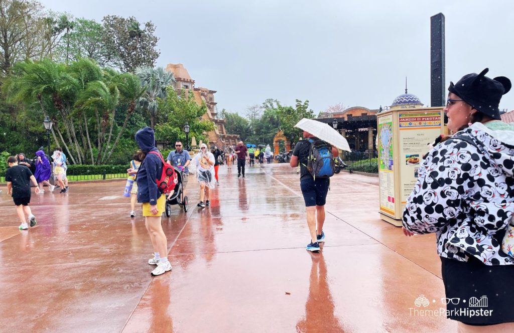 Epcot Flower and Garden Festival rainy day in Mexico Pavilion