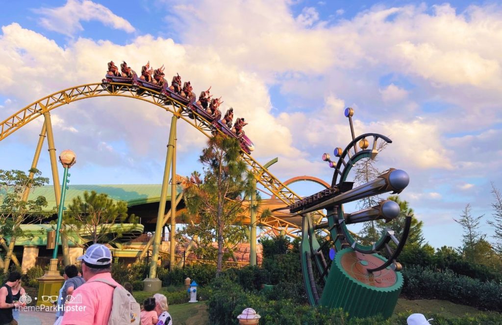 Celestial Park Stardust Racers Roller Coaster Universal Epic Universe Theme Park Orlando. One of the best roller coasters at Epic Universe.