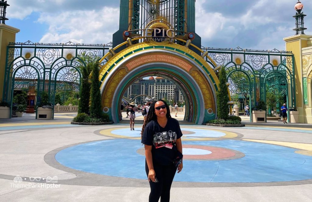 Entrance Gate with NikkyJ Universal Epic Universe Theme Park Orlando