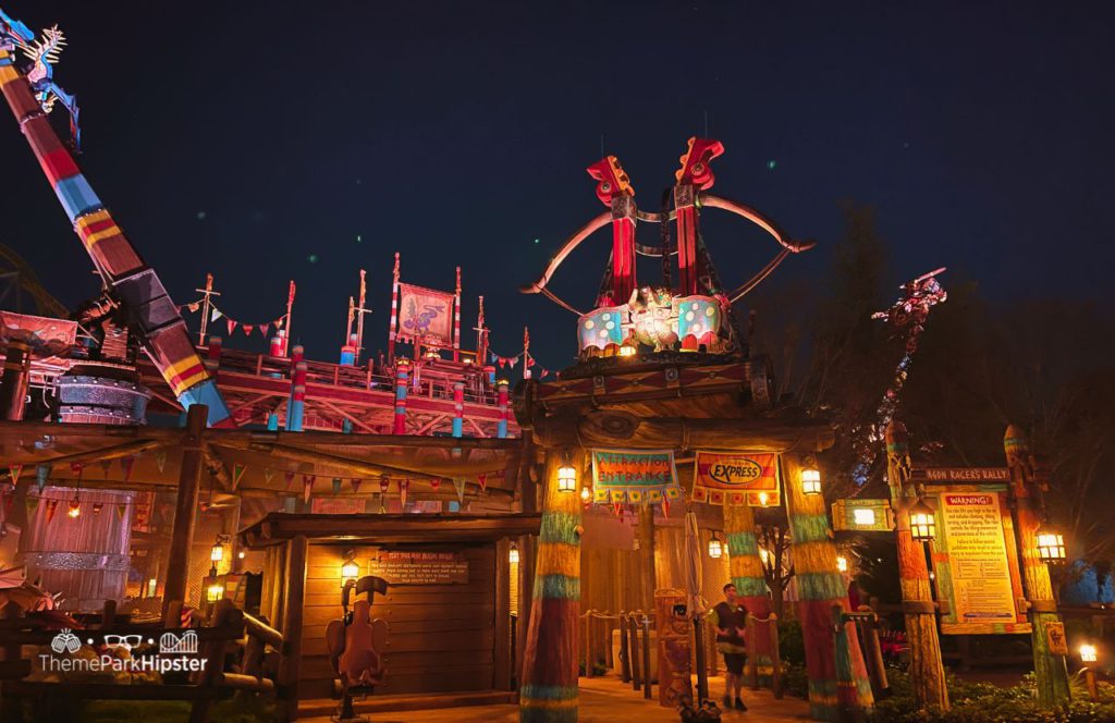How to Train Your Dragon Isle of Berk at Night Dragon Racer's Rally Universal Epic Universe Theme Park Orlando