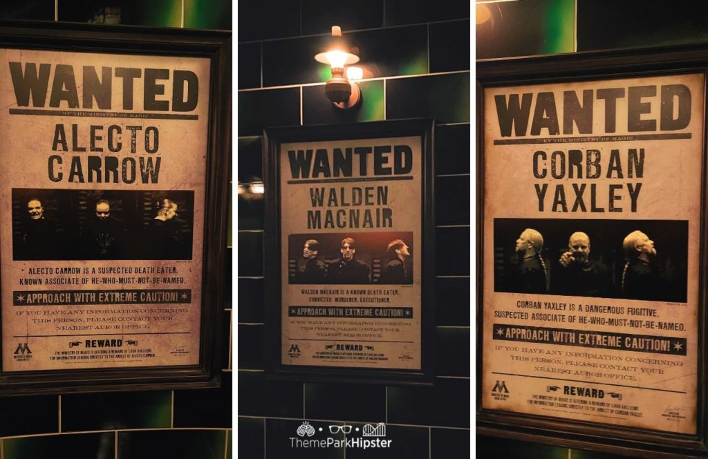 The Wizarding World of Harry Potter Battle at the Ministry of Magic Ride Queue Wanted Signs Universal Epic Universe Theme Park Orlando
