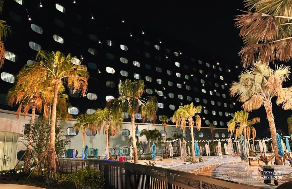 Universal Orlando Terra Luna Hotel Resort Pool Area at Nighttime