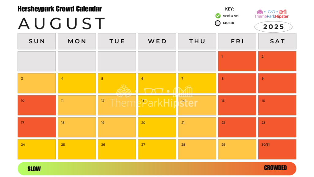 Hersheypark Crowd Calendar August 2025