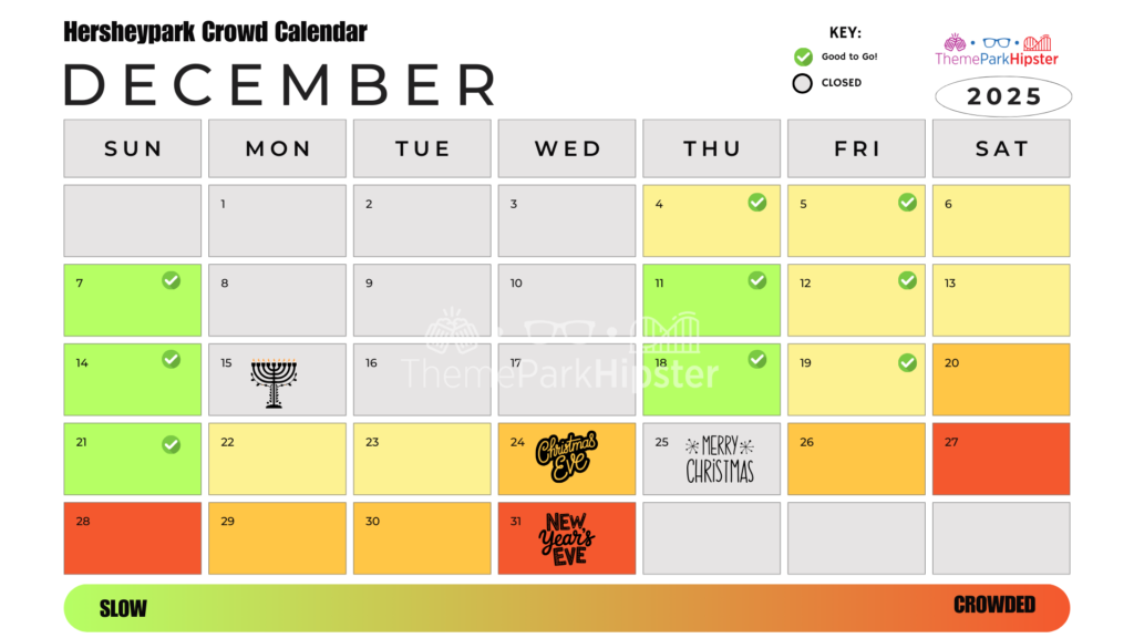 Hersheypark Crowd Calendar December 2025