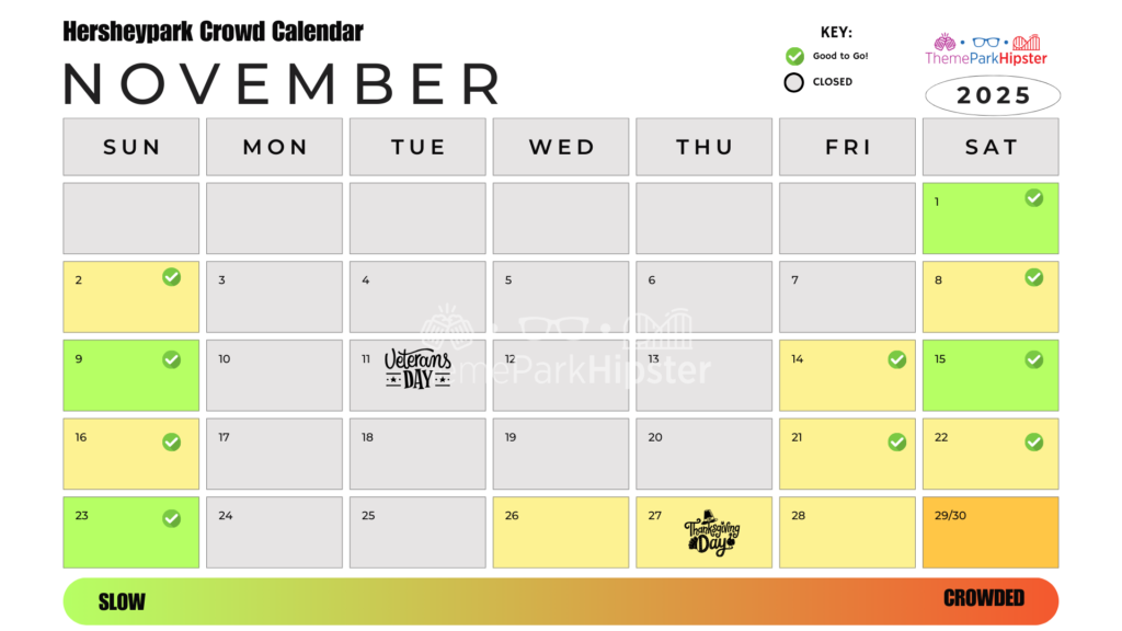 Hersheypark Crowd Calendar November 2025
