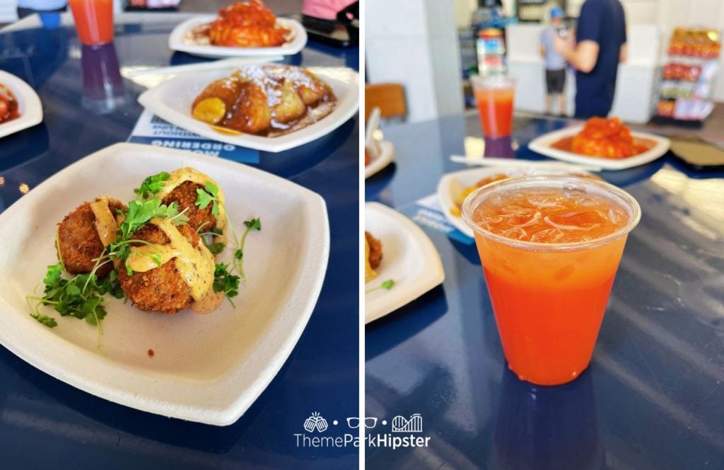 SeaWorld Orlando Guide for Adults at the Theme Park Seven Seas Food Festival Gulf Coast Market Boudin Balls and Hurricane Cocktail