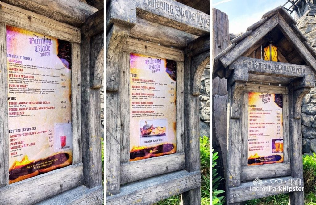 Universal Epic Universe Theme Park Dark Universe Darkmoor The Burning Blade Tavern menu. Keep reading to find out the best things to eat at The Burning Blade Tavern in Epic Universe