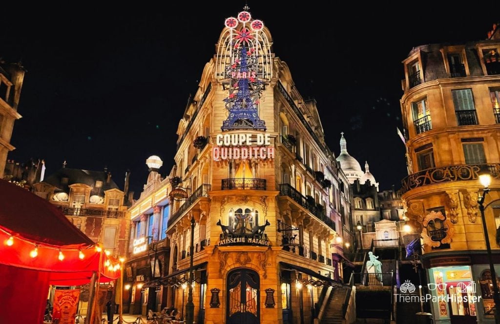 Universal Epic Universe Theme Park The Wizarding World of Harry Potter Ministry of Magic Coupe de Quidditch at Night. Keep reading to find out what to do on your Universal Epic Universe trip.