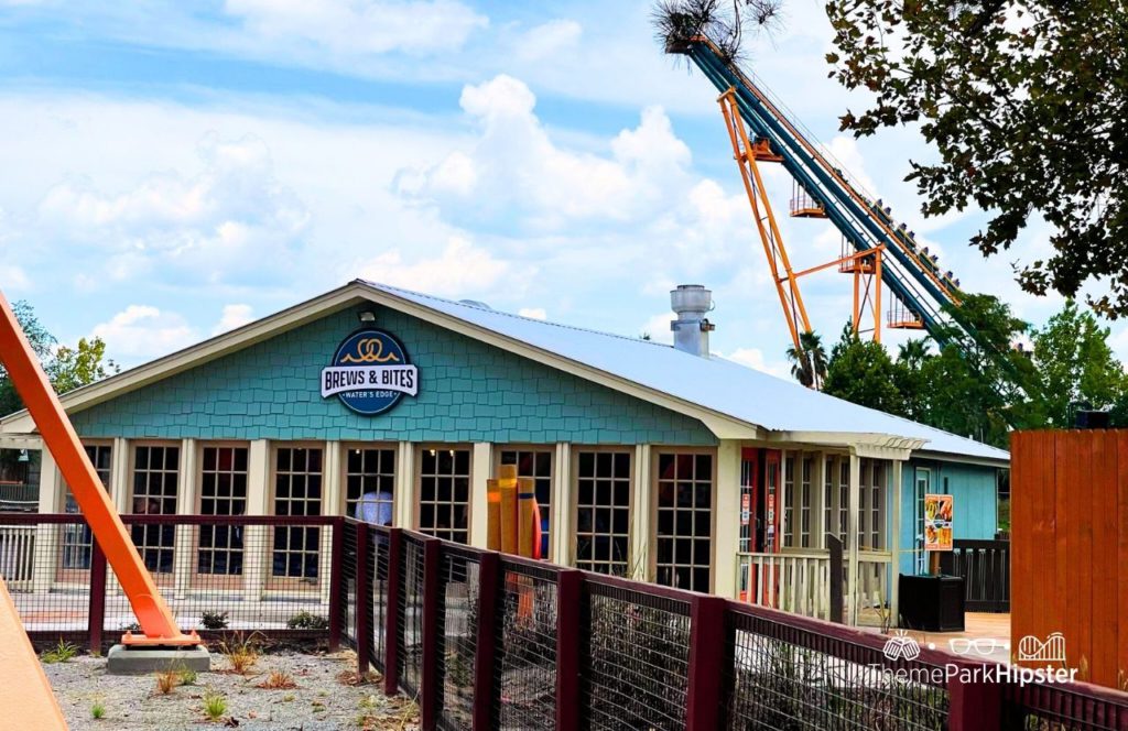 Wild Adventures Theme Park in Valdosta, Georgia Brews and Bites next to Boomerang Roller Coaster. Keep reading for the full guide to the best Georgia theme park.