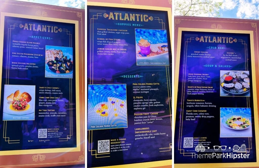 Universal Epic Universe Celestial Park Atlantic Restaurant Menu