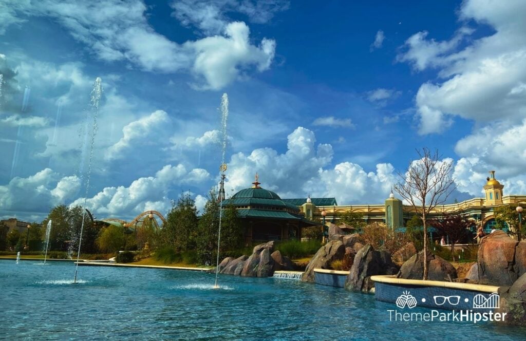 Universal Epic Universe Celestial Park Atlantic Restaurant Outside View