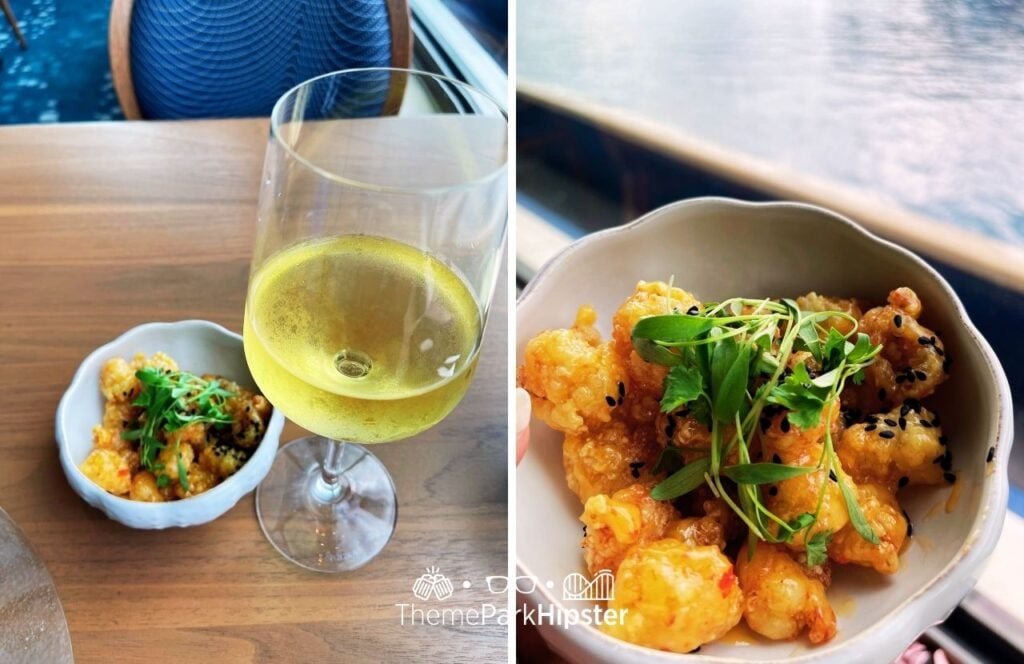 Universal Epic Universe Celestial Park Atlantic Restaurant Sweet and Spicy Shrimp with Wine