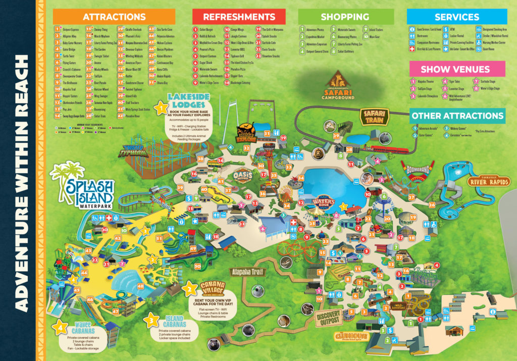 Wild Adventures Theme Park Map 2026 and 2027