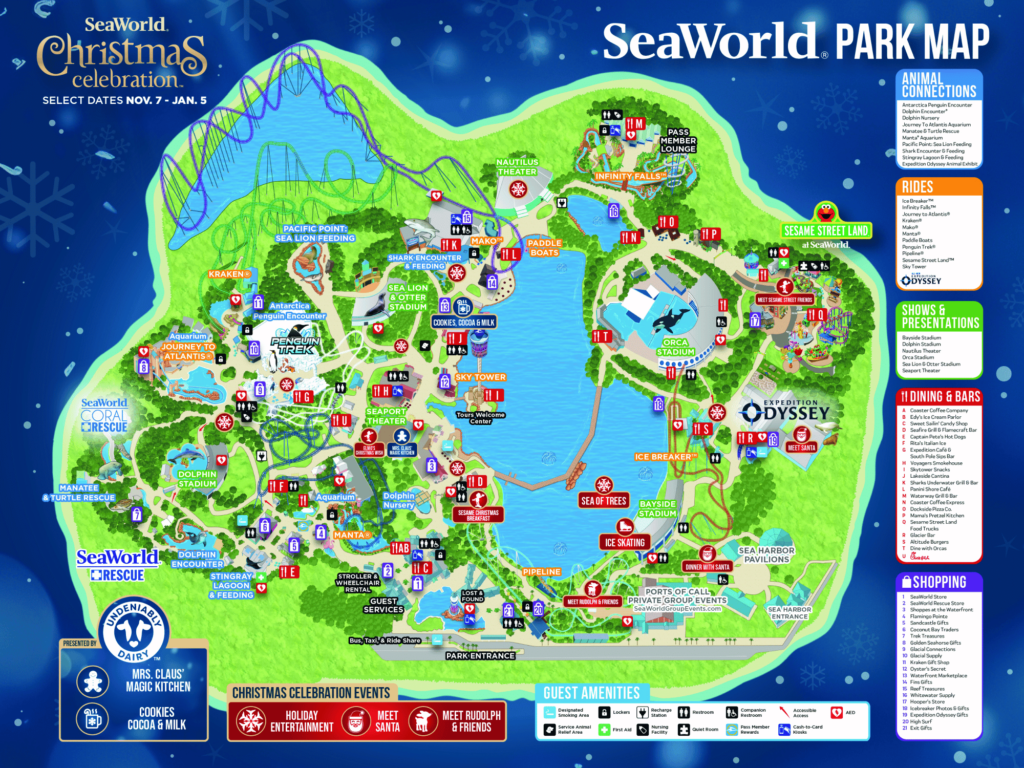 2025 SeaWorld Orlando Christmas Holiday Map
