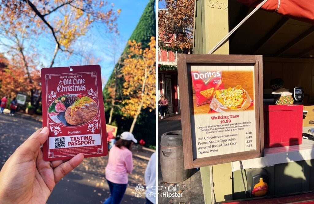 An Old Time Christmas Food Tasting Passport Walking Taco at Silver Dollar City Theme Park in Branson, Missouri